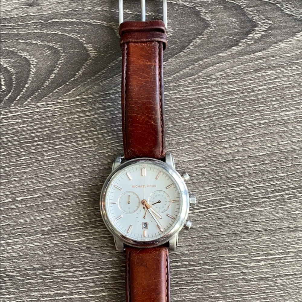 Michael Kors brown leather strap watch